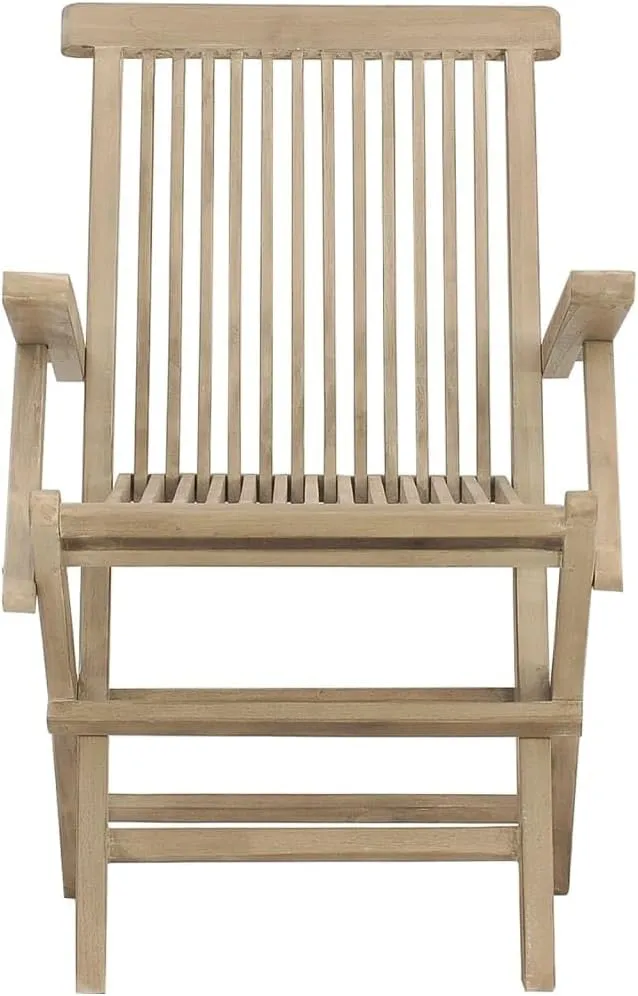Folding Patio Chairs 2-Pack Solid Teak Wood Outdoor Furniture Gray 22x24x35 Inch Foldable Garden Seating with Slatted Design for Poolside Backyard Beach