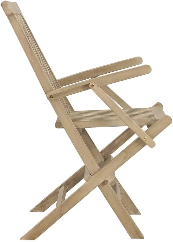 Folding Patio Chairs 2-Pack Solid Teak Wood Outdoor Furniture Gray 22x24x35 Inch Foldable Garden Seating with Slatted Design for Poolside Backyard Beach