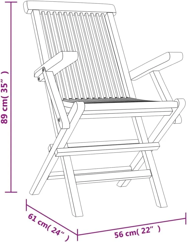 Folding Patio Chairs 2-Pack Solid Teak Wood Outdoor Furniture Gray 22x24x35 Inch Foldable Garden Seating with Slatted Design for Poolside Backyard Beach