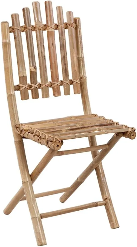 Folding Patio Chairs 2 Pcs with Cushions Bamboo Outdoor Chairs for Garden, Patio, and Dining, Light Blue Cushions, Comfortable & Durable, Foldable for Easy Storage