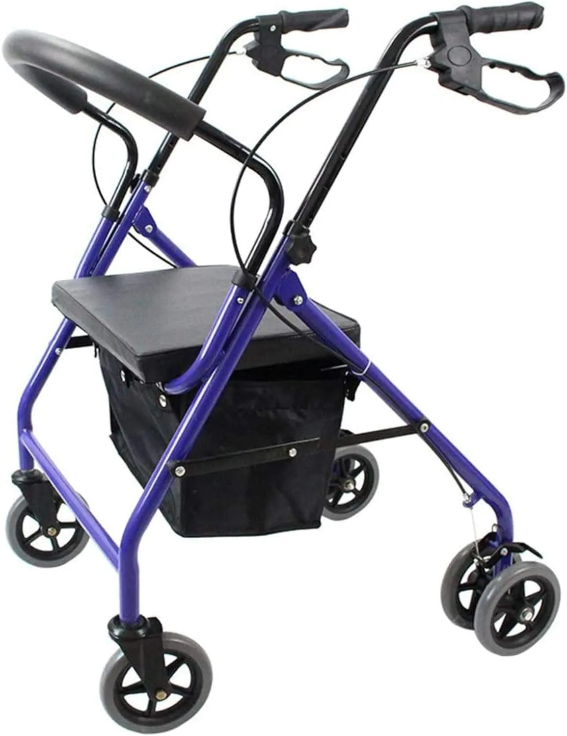 Folding Rollator Rollator Walkers Rollator Walker, Folding Walking Frame with Padded Seat Lockable Brakes Ergonomic Handles and Carry Bag Lightweight Mobility Aid Adjustable Height for Elderly
