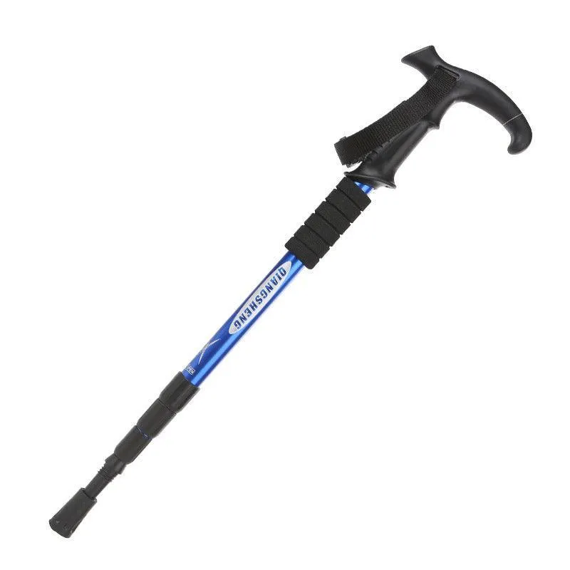 Folding Walking Stick Telescopic Adjustable Antishock Hiking Grip Pole Trekking