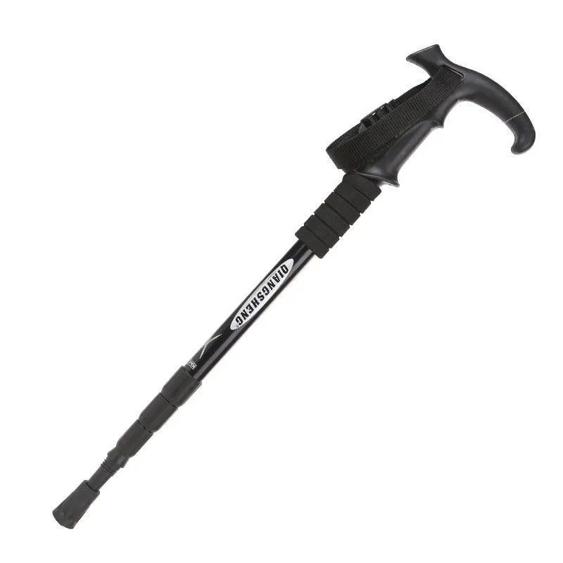 Folding Walking Stick Telescopic Adjustable Antishock Hiking Grip Pole Trekking