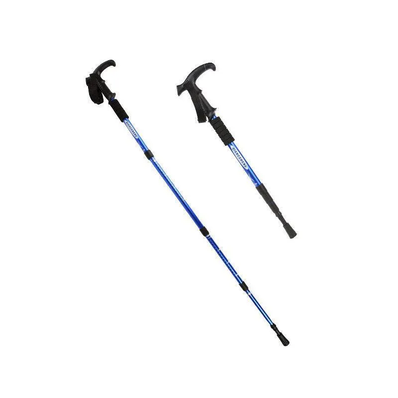 Folding Walking Stick Telescopic Adjustable Antishock Hiking Grip Pole Trekking