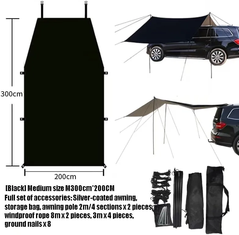 for Ferrari F80/Monza SP/Portofino/Purosangue/Roma/SF90 Stradale Camping Tarpaulin Car Awning Waterproof Hammock Rainproof Sunshade Rainproof Awning Outdoor,A Black-M