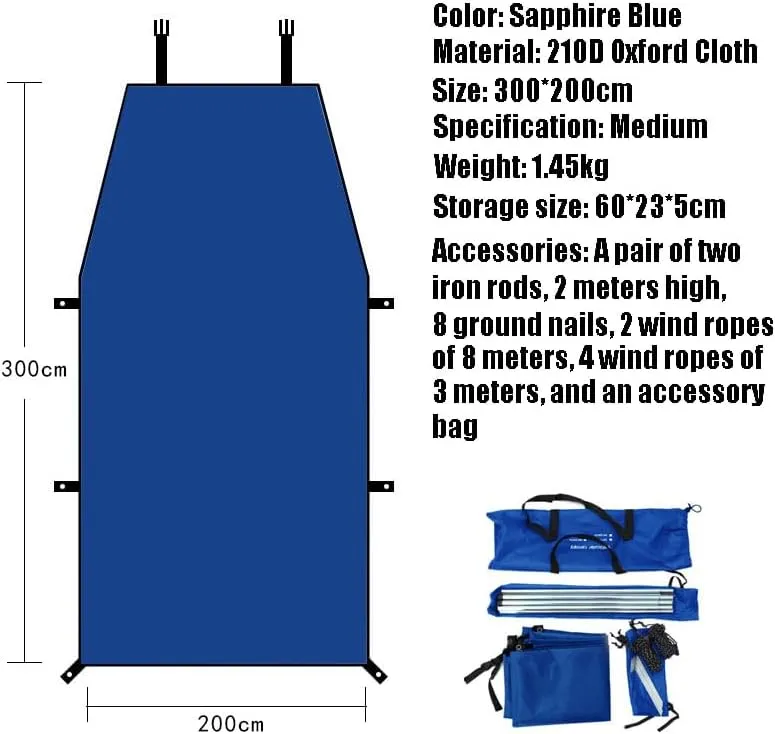 for Lancia Kappa/Prisma/Thema/Voyager/Y10/Fulvia Camping Tarpaulin Car Awning Waterproof Hammock Rainproof Sunshade Rainproof Awning Outdoor,C Blue-M