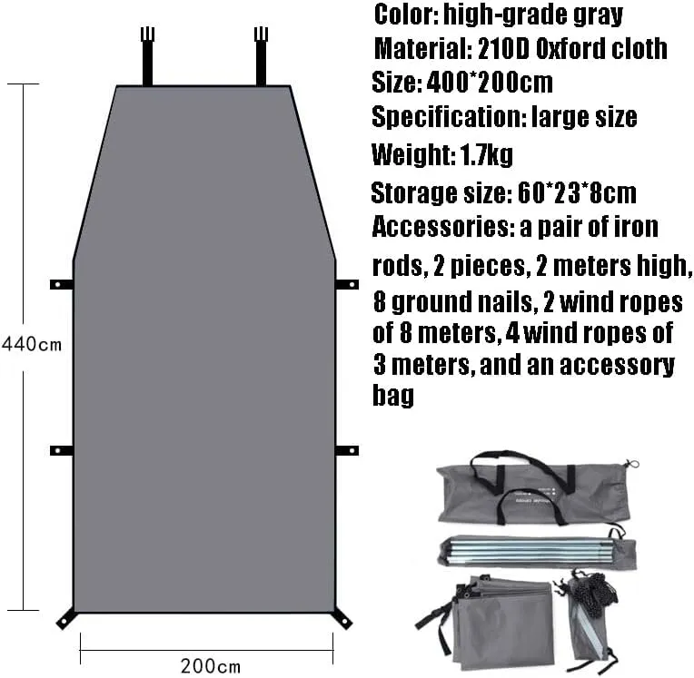 for Ligier JS50/JS60/Myli/Pulse 4/Be Sun/Be Two/OptiMax/X-Pro/X-Too Camping Tarpaulin Car Awning Waterproof Hammock Rainproof Sunshade Rainproof Awning Outdoor,B Grey-L