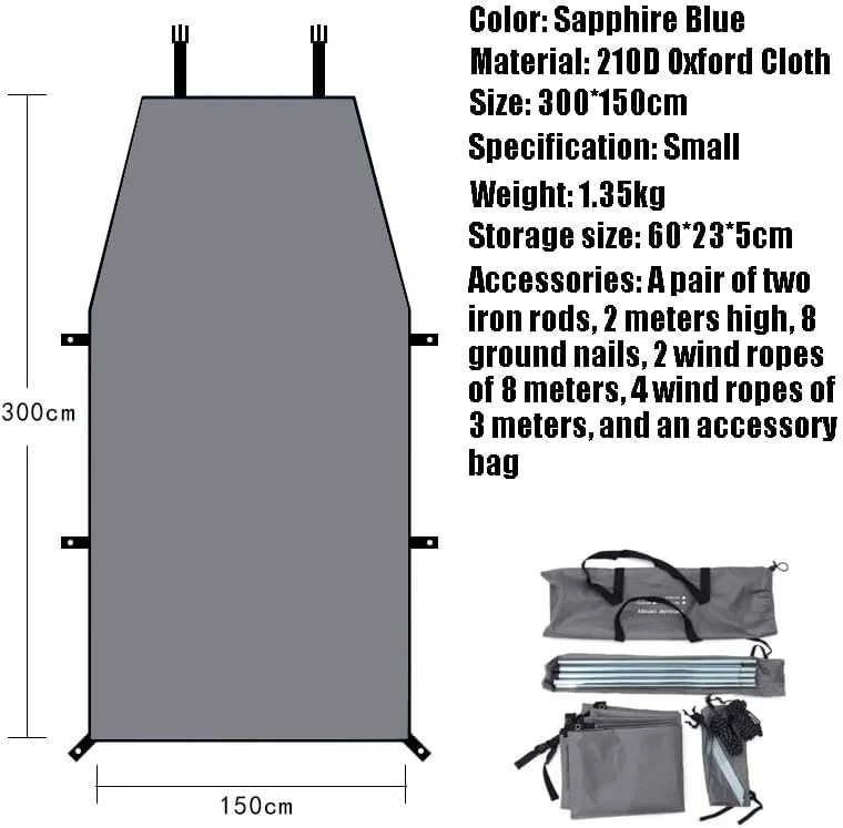 for Saab 92/93/95/96/99/Concept/Lancia 600/Sonett Camping Tarpaulin Car Awning Waterproof Hammock Rainproof Sunshade Rainproof Awning Outdoor,B Grey-S