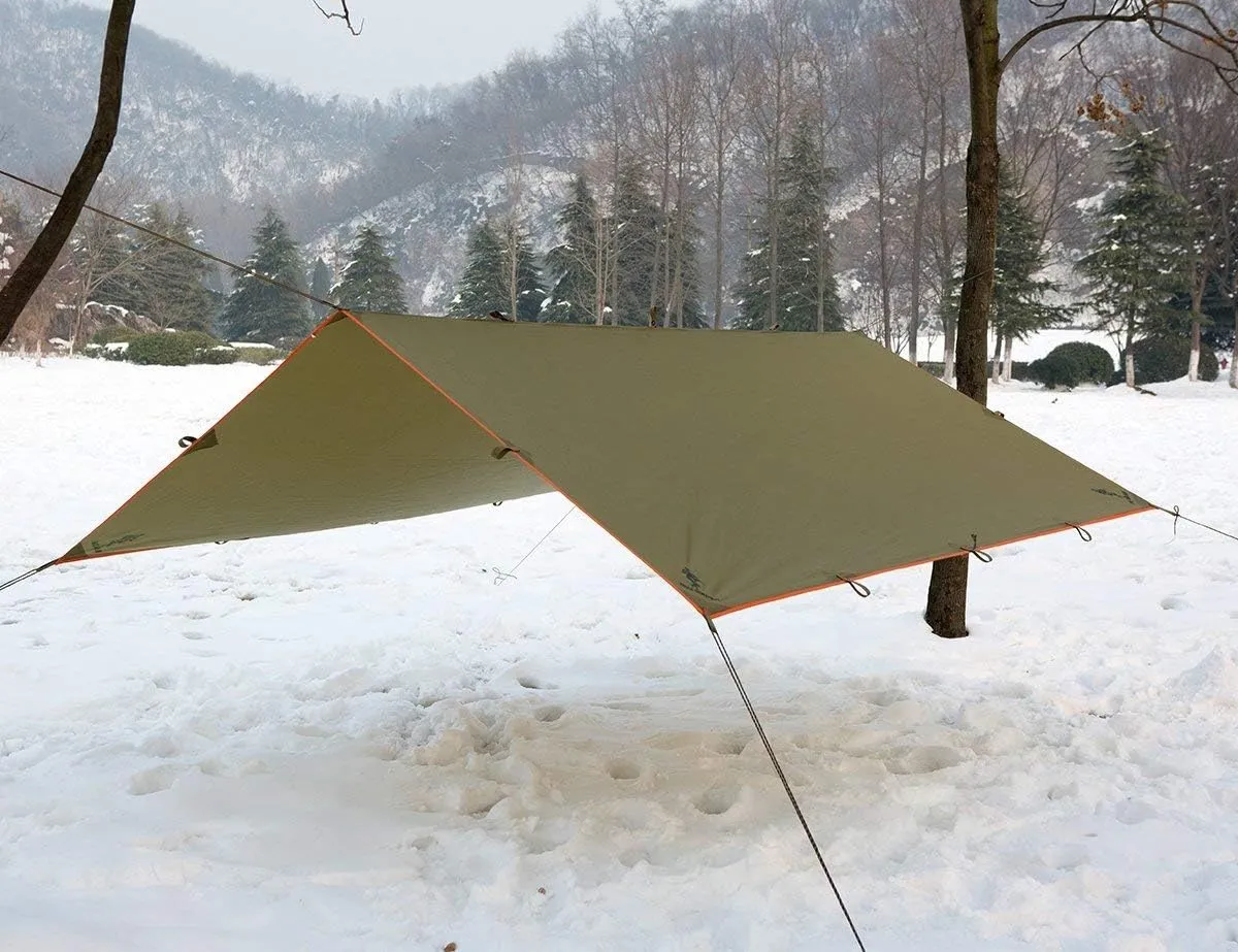 FREE SOLDIER Camping Tarp - Waterproof Portable Multifunctional Outdoor Awning Backpacking Shelter Rain Tarp (Brown 1013ft)