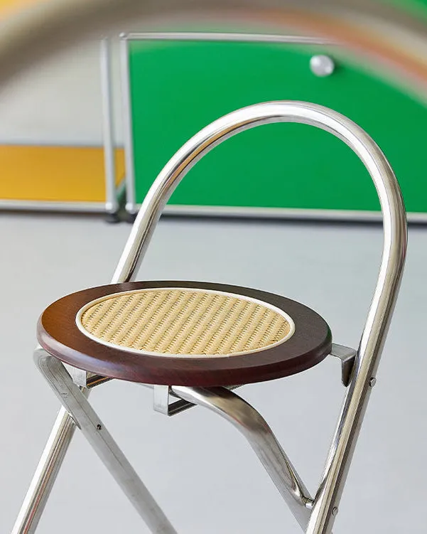 French-Style Rattan Folding Stool