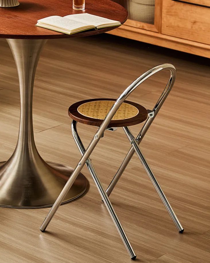 French-Style Rattan Folding Stool