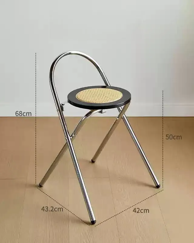 French-Style Rattan Folding Stool