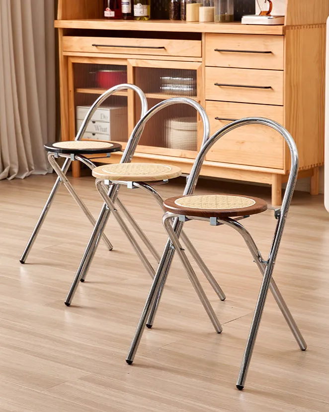 French-Style Rattan Folding Stool