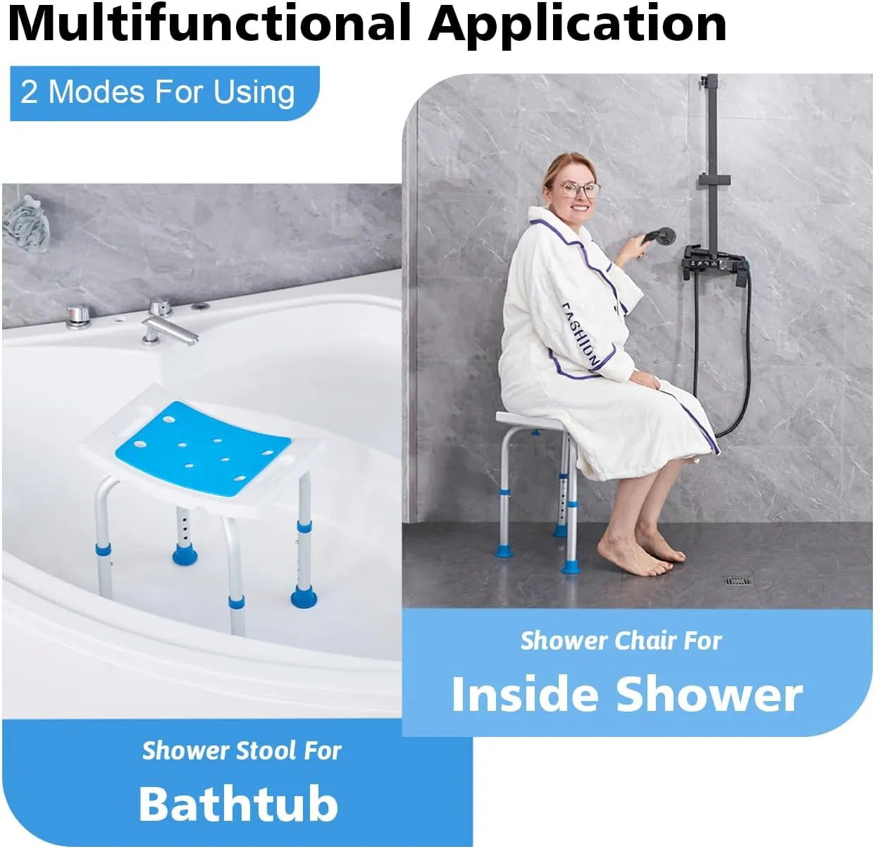 FSA/HSA Eligible Shower Chair for Inside Shower, Shower Stool for Insidetub, Tool-Free Assembly Shower Seat for Bathtub, Shower Bath Chairs for Seniors/Disabled by SOUHEILO