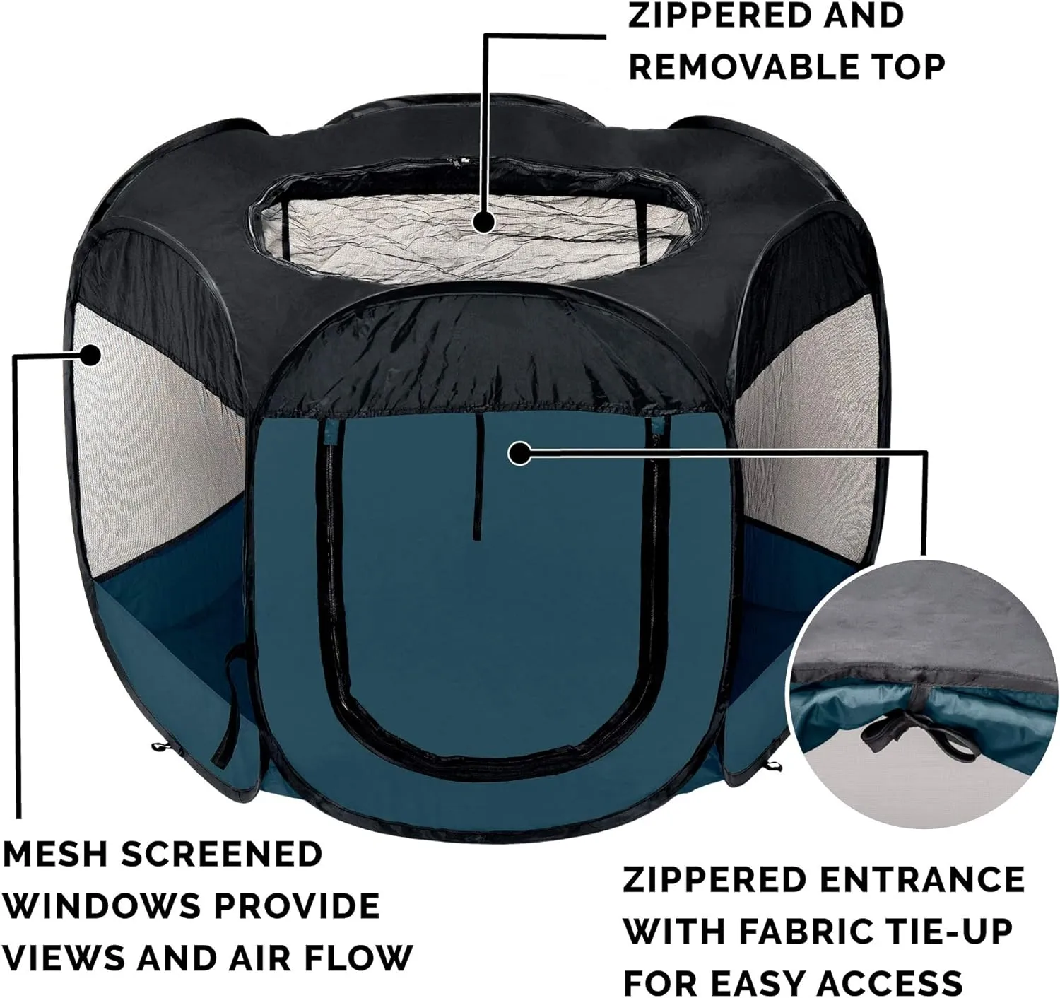 Furhaven Pop Up Playpen Pet Tent Playground - Sailor Blue, Medium