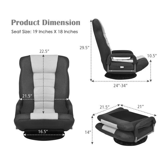 Gaming Floor Chair with Foldable Adjustable Backrest
