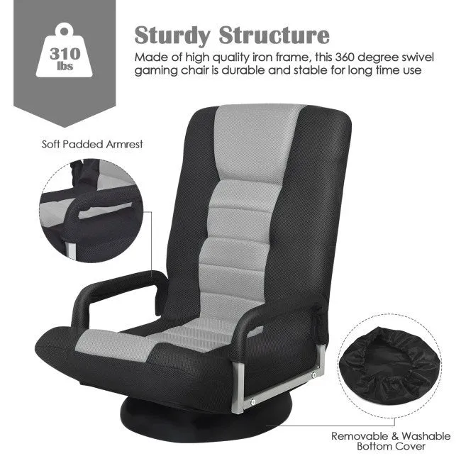 Gaming Floor Chair with Foldable Adjustable Backrest