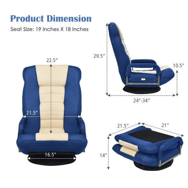 Gaming Floor Chair with Foldable Adjustable Backrest