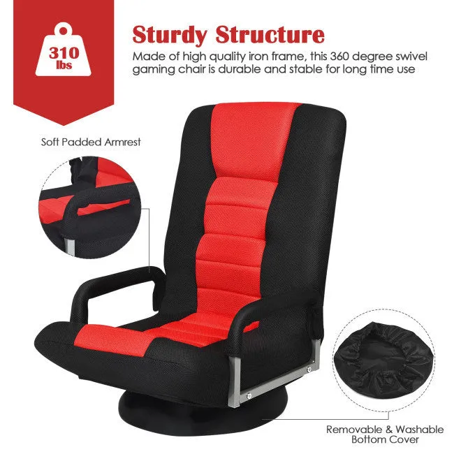 Gaming Floor Chair with Foldable Adjustable Backrest
