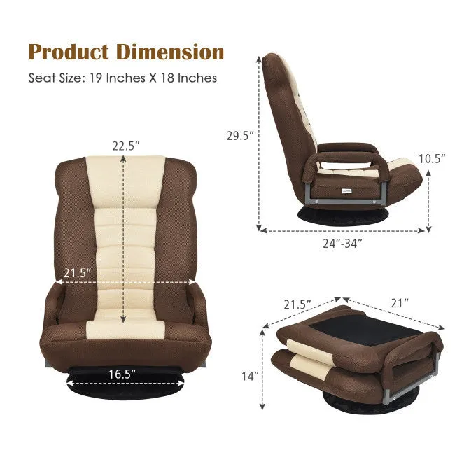 Gaming Floor Chair with Foldable Adjustable Backrest