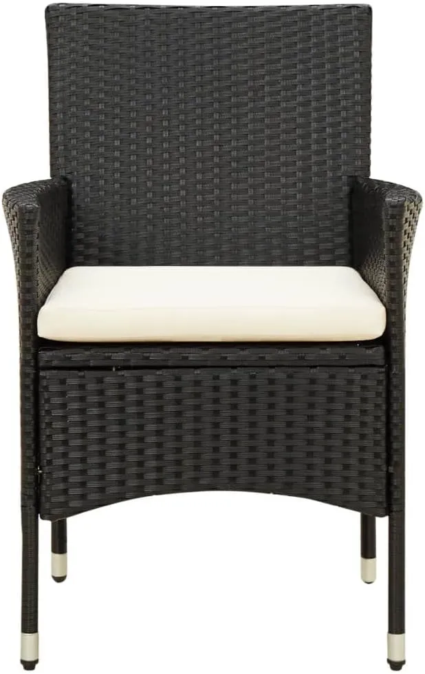 Garden Chairs, Pool Chair, Patio Chairs with Cushions 2 pcs, Easy to Clean Suitable for Patio, Porch, Backyard, Balcony, Garden Poly Rattan Black