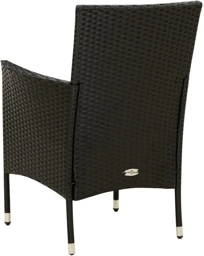 Garden Chairs, Pool Chair, Patio Chairs with Cushions 2 pcs, Easy to Clean Suitable for Patio, Porch, Backyard, Balcony, Garden Poly Rattan Black