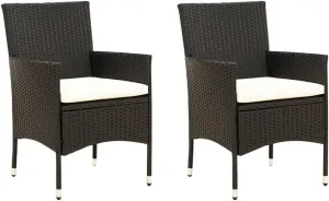 Garden Chairs, Pool Chair, Patio Chairs with Cushions 2 pcs, Easy to Clean Suitable for Patio, Porch, Backyard, Balcony, Garden Poly Rattan Black