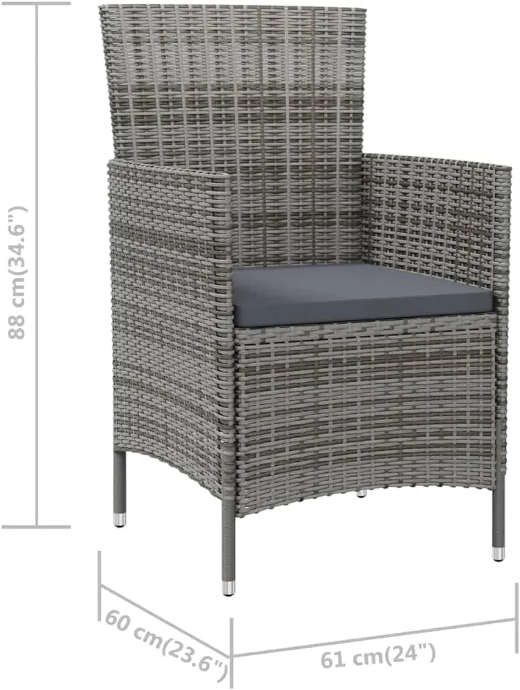 Garden Chairs, Pool Chair, Patio Chairs with Cushions 2 pcs, Easy to Clean Suitable for Patio, Porch, Backyard, Balcony, Garden Poly Rattan Gray
