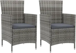Garden Chairs, Pool Chair, Patio Chairs with Cushions 2 pcs, Easy to Clean Suitable for Patio, Porch, Backyard, Balcony, Garden Poly Rattan Gray