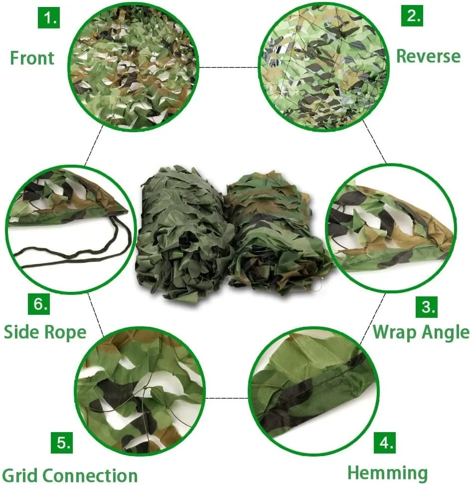 Garden Sun Block Camo Netting, Army Tarp Camouflage Netting, Lightweight Durable Hunting Blinds, for Military Theme Bedroom Decorations, Deer Stand