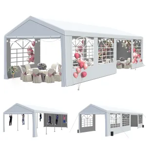 GARTOO 10' x 30' Canopy Party Tent & Carport - Heavy Duty Outdoor Wedding Gazebo with 4 Sand Bags, Event Shelter Canopy for Outdoor Event, Wedding, Birthday Party