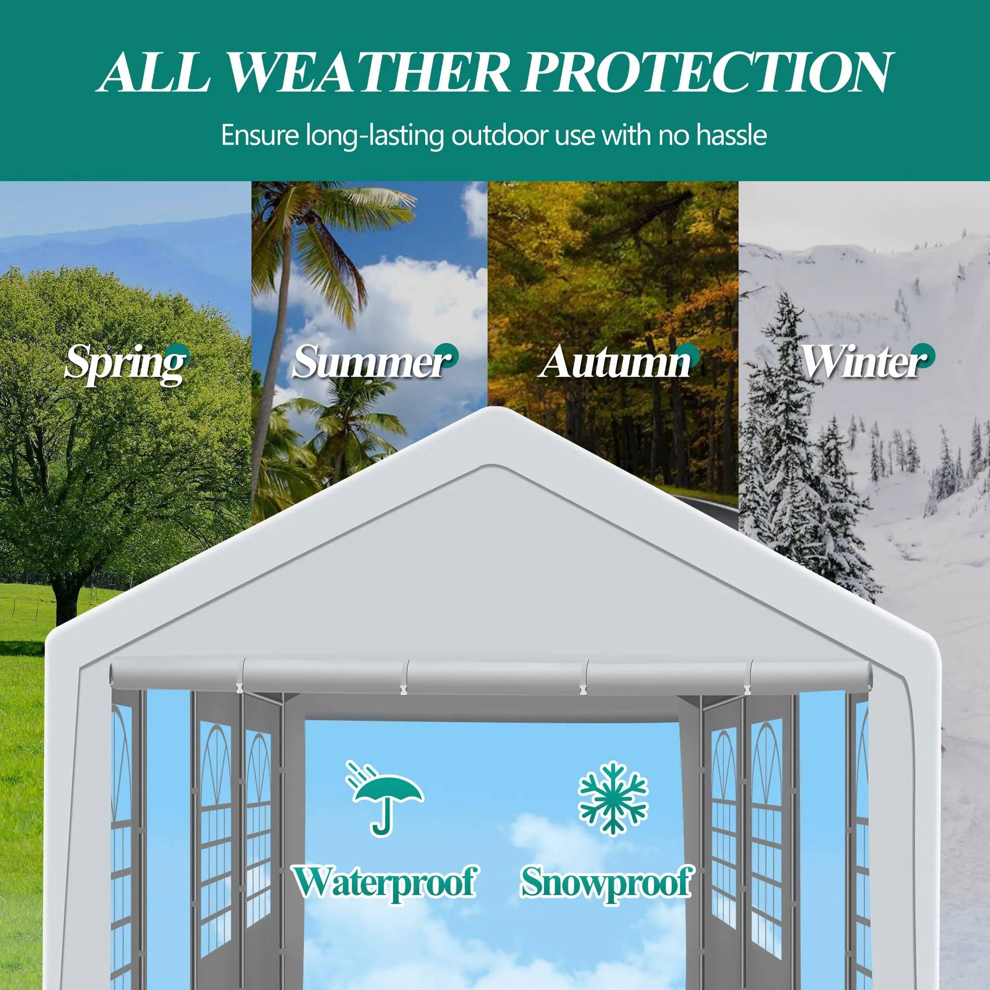 GARTOO 10' x 30' Canopy Party Tent & Carport - Heavy Duty Outdoor Wedding Gazebo with 4 Sand Bags, Event Shelter Canopy for Outdoor Event, Wedding, Birthday Party