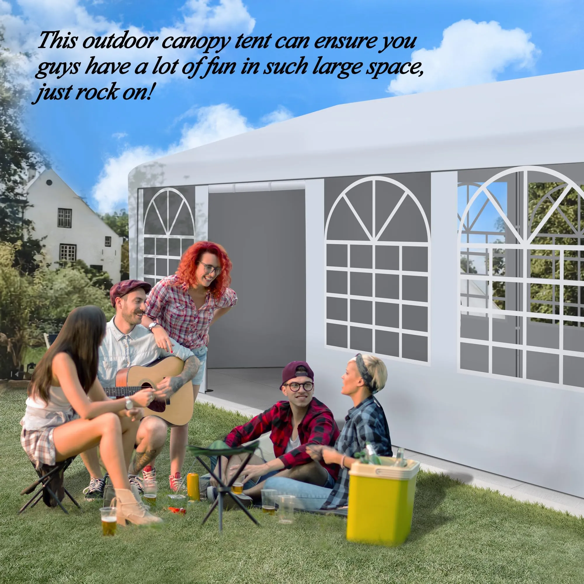 GARTOO 10' x 30' Canopy Party Tent & Carport - Heavy Duty Outdoor Wedding Gazebo with 4 Sand Bags, Event Shelter Canopy for Outdoor Event, Wedding, Birthday Party