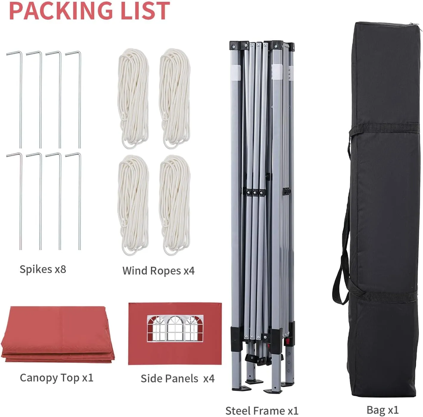 GDY 10x10 Ft Outdoor Pop Up Canopy Tent, Patio Tent, Commercial Portable Instant Folding Shelter Gazebos, Canopies with Wheeled Carrying Bag, Red.