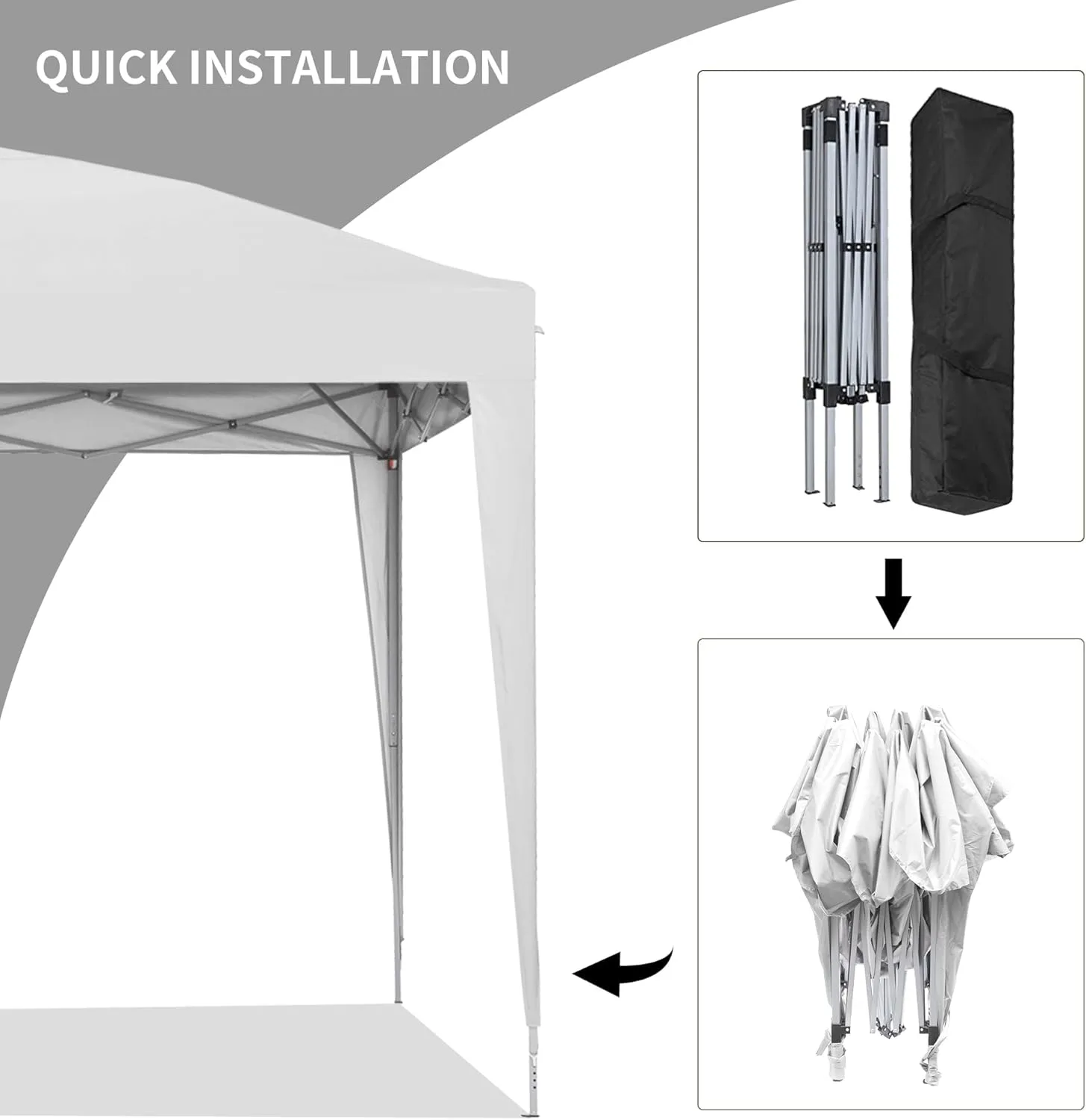 GDY 10'x10' Pop Up Canopy Tent, Outdoor Canopy Tent, Commercial Instant Gazebos, Portable Shelter Canopies, for Patio/Outdoor/Wedding Parties and Events, (White)