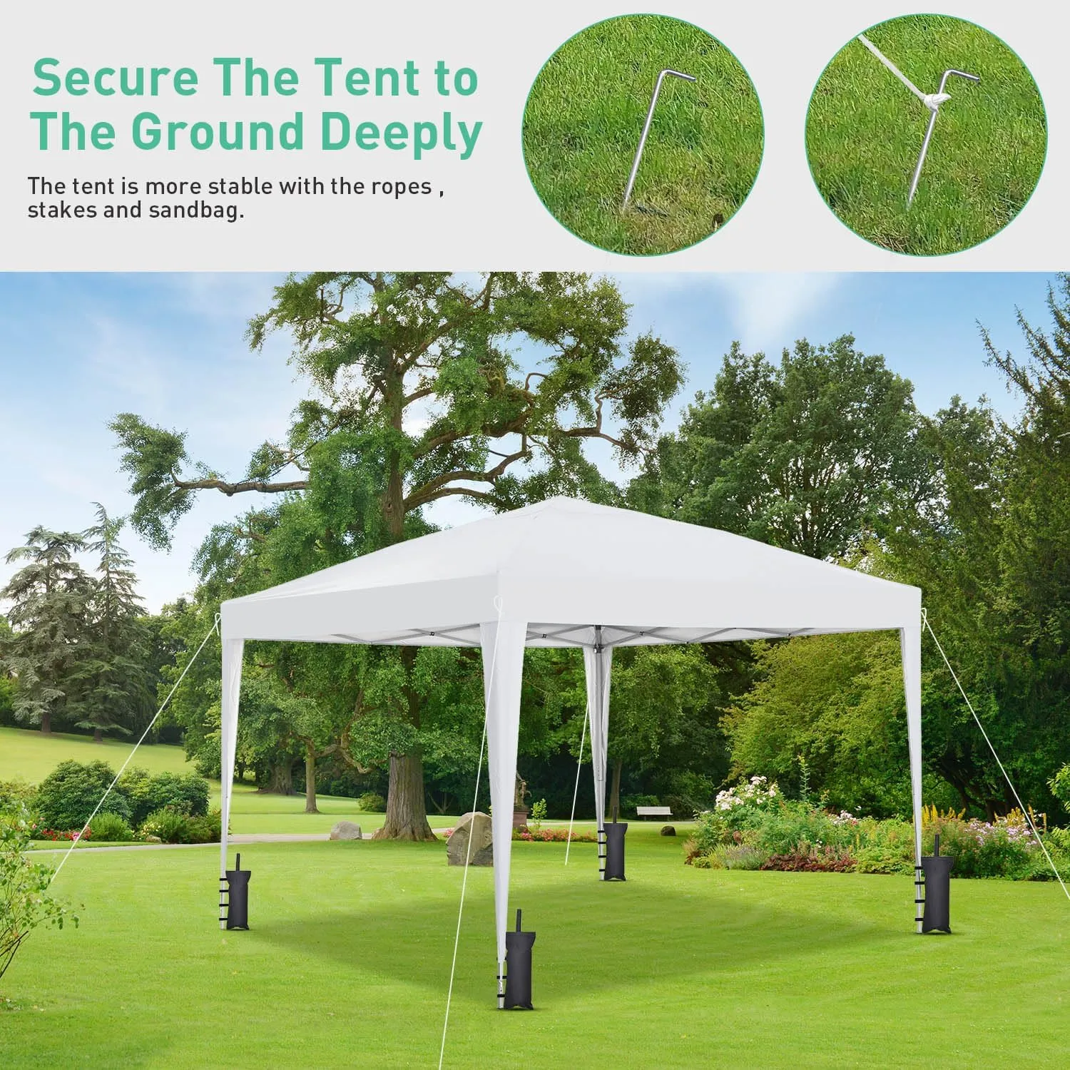 GDY 10'x10' Pop Up Canopy Tent, Outdoor Canopy Tent, Commercial Instant Gazebos, Portable Shelter Canopies, for Patio/Outdoor/Wedding Parties and Events, (White)