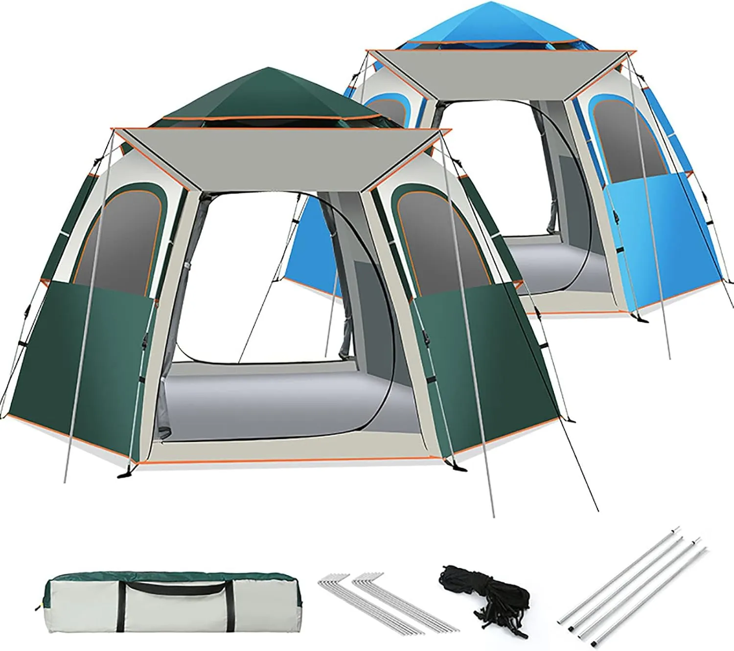 Generic Instant Pop Up Large Tent for 3~8 Person,Family Cabin Tents,2 Doors and 2 Windows with Mesh,Waterproof,Big Tent for Outdoor,Picnic,Camping,Family,Friends Gathering