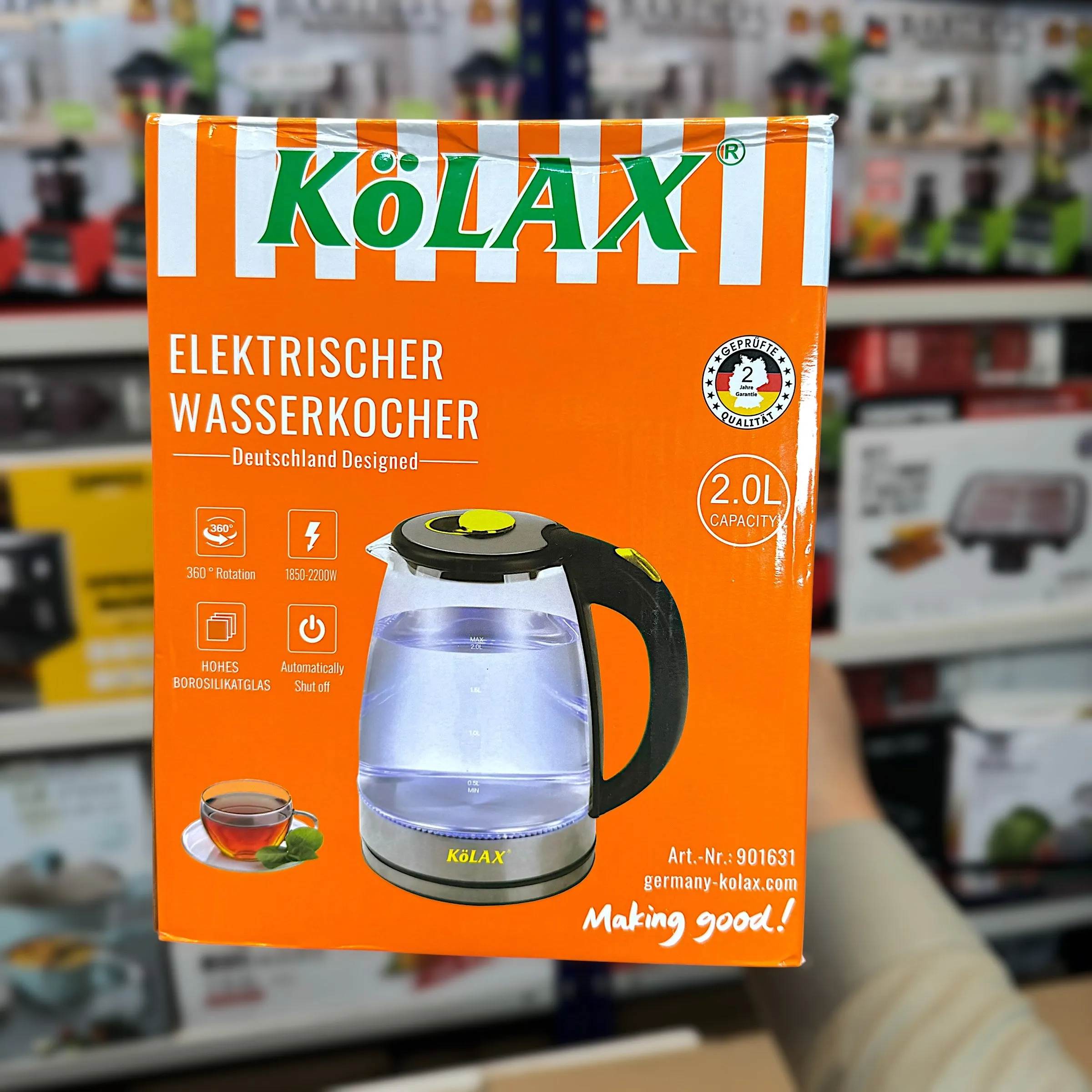 German Lot Imported Kolax 2L Glass Electric Kettle