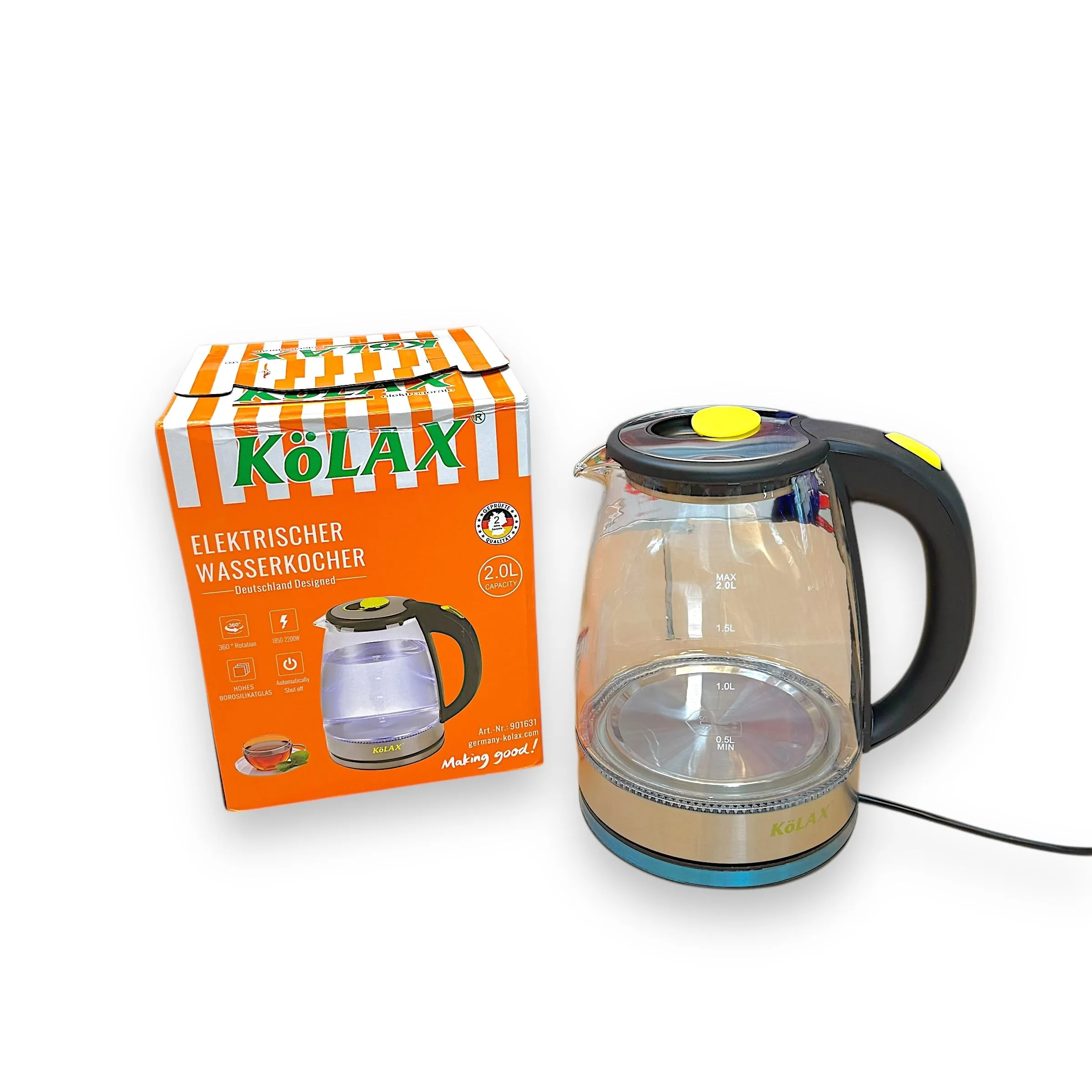 German Lot Imported Kolax 2L Glass Electric Kettle