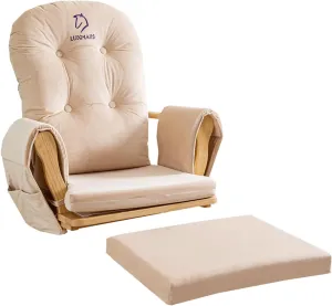 Glider Rocker Replacement Cushions with Storage Soft Velvet Washable Chair Cushion for Glider Rocking Chair 5 PCS Beige