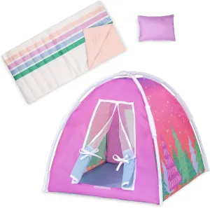 Glitter Girls – Camping Set – Colorful Play Tent & Rainbow Sleeping Bag with Pillow – 14-inch Doll Accessories for Kids Ages 3 and Up – Children’s Toys