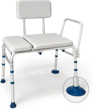GreenChief Padded Shower Bench for Bathtub 500 LBS - Heavy Duty Shower Chair Adjustable, Transfer Bench with Arms and Backrest for Elderly, Tub Transfer Shower Seat Bath Chair for Inside Shower