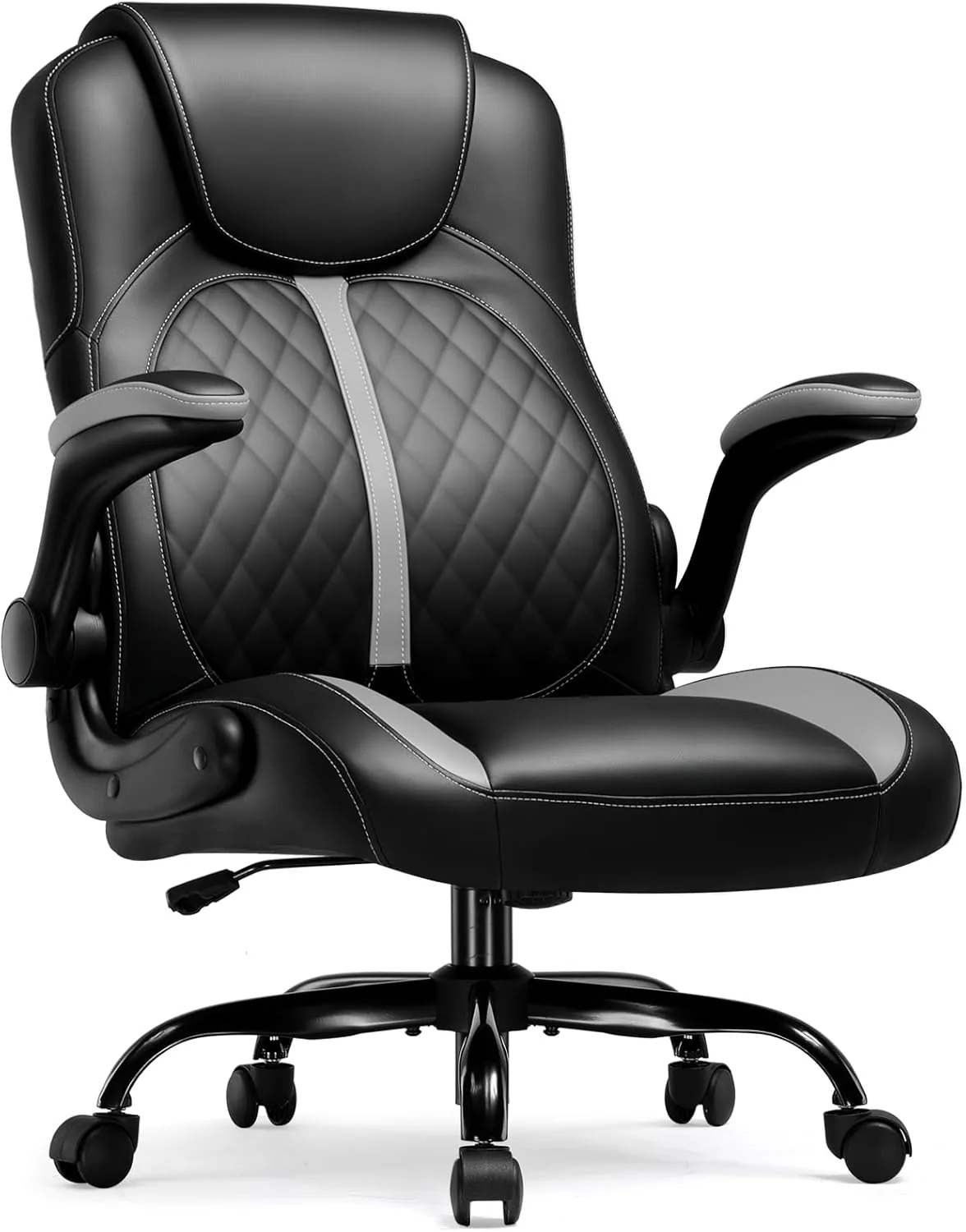 GTPLAYER Gaming Chair with Flip-Up Armrest, Video Gaming Chair with Rocking Function, Ergonomic Computer Gaming Chair with High-Density Sponge and Adjustable Height (Gray)