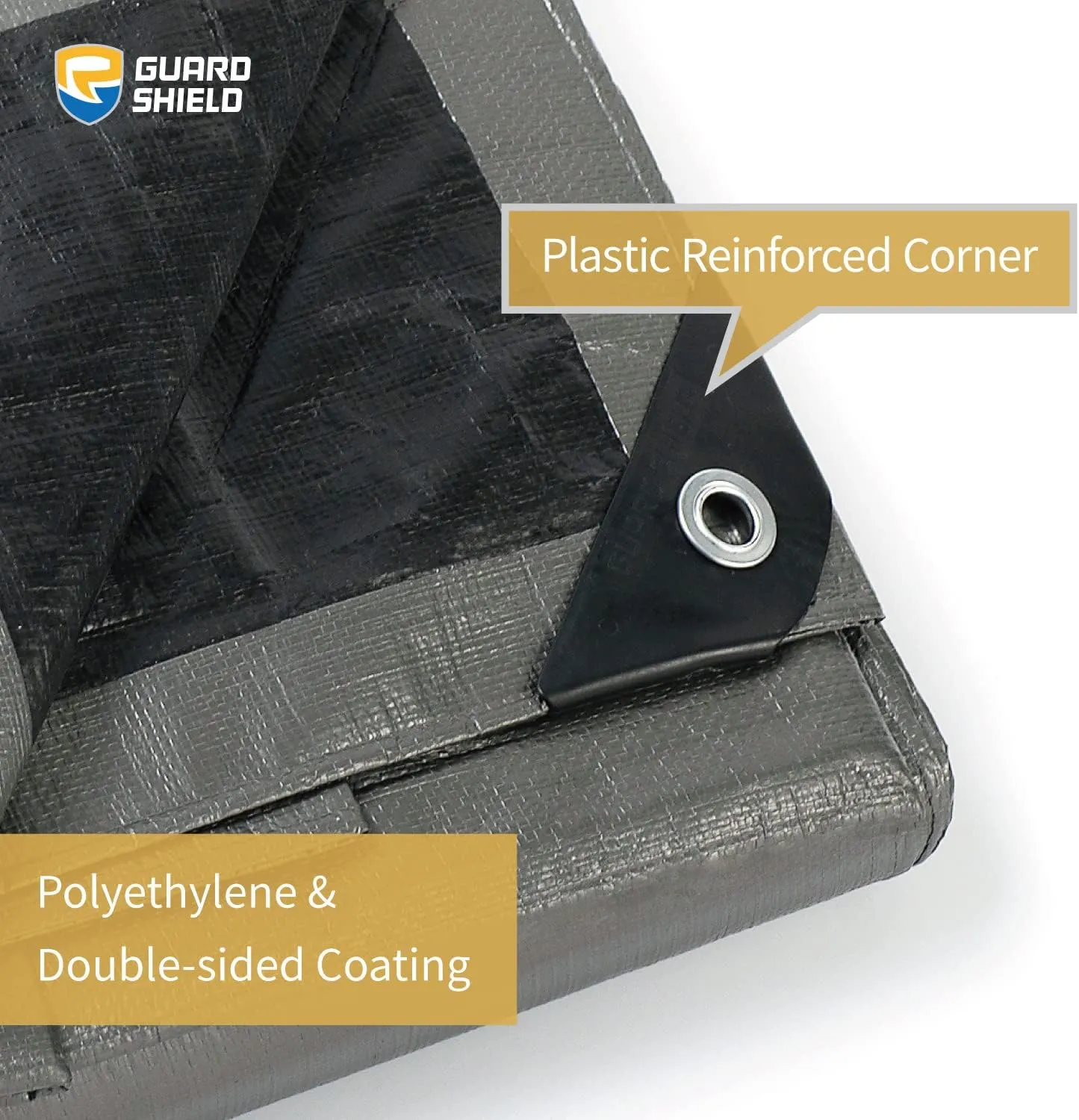 GUARD SHIELD Heavy Duty Tarp 12x16 Feet Silver/Black Multi Purpose Thick Waterproof Poly Tarp Cover 10mil