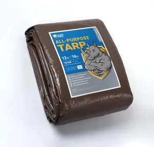 GUARD SHIELD Tarps Heavy Duty Waterproof 12x16 Feet Brown/Bright Silver Poly Tarp Cover Outdoor Thick UV Resistant Tarpaulin with Grommets 10mil