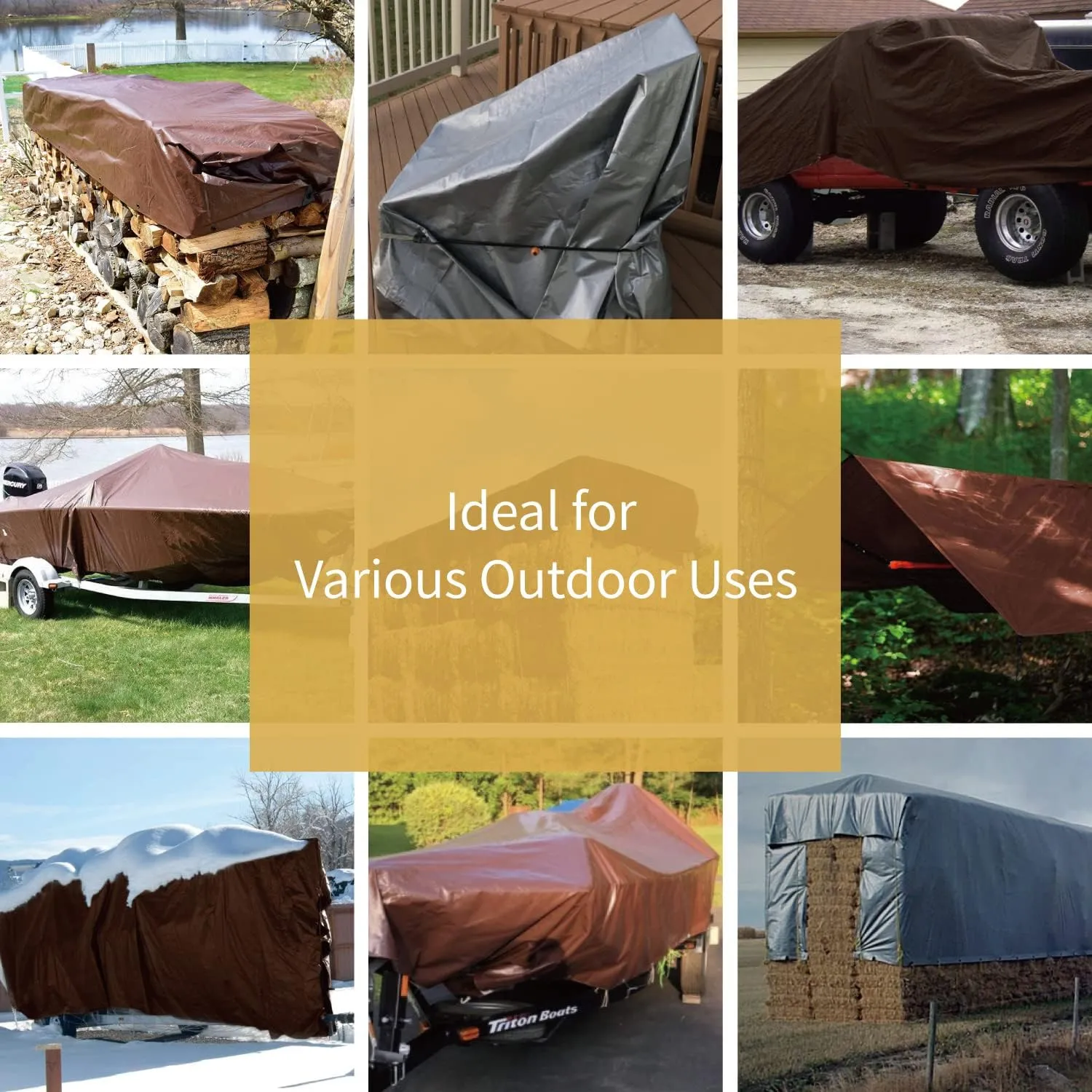 GUARD SHIELD Tarps Heavy Duty Waterproof 12x16 Feet Brown/Bright Silver Poly Tarp Cover Outdoor Thick UV Resistant Tarpaulin with Grommets 10mil