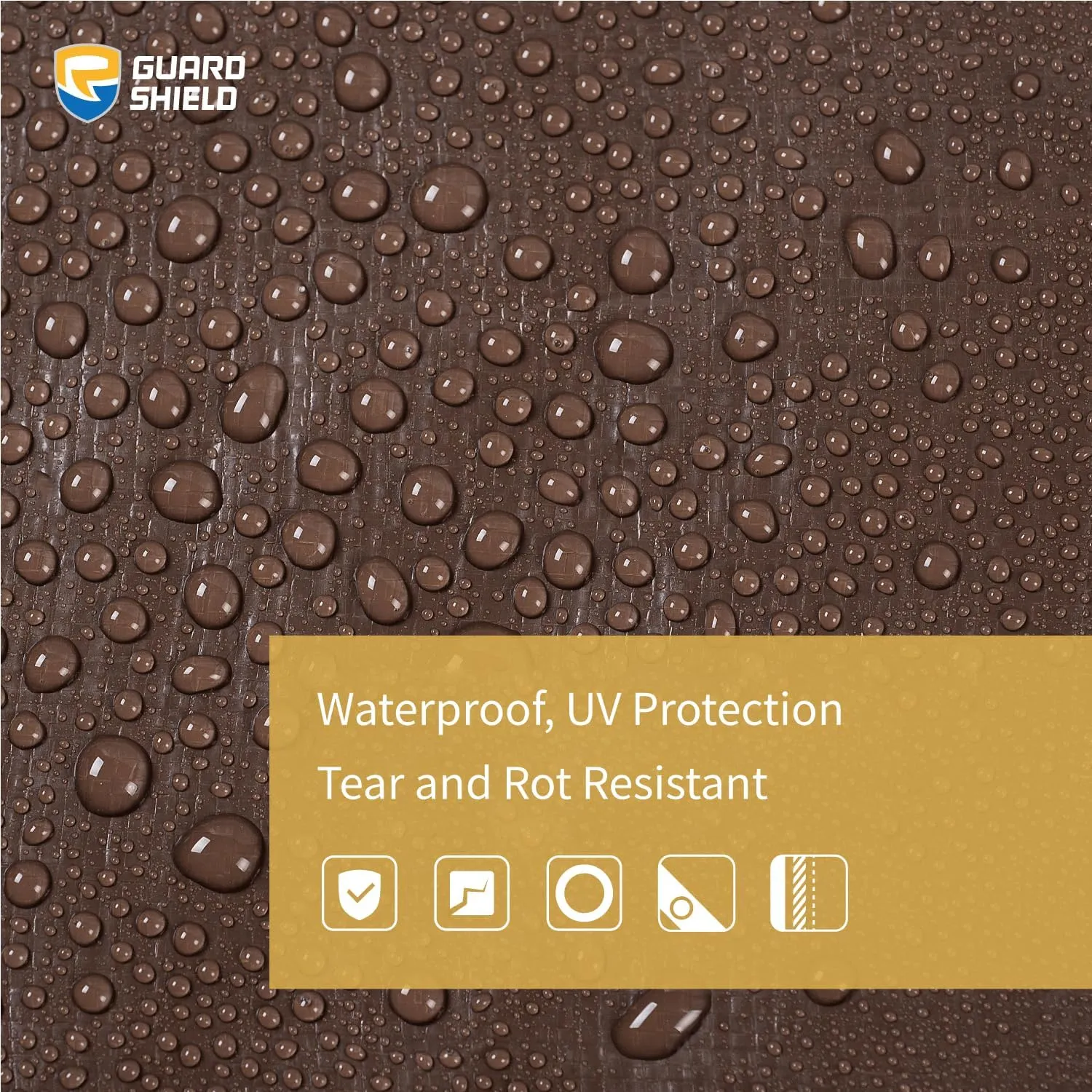 GUARD SHIELD Tarps Heavy Duty Waterproof 12x16 Feet Brown/Bright Silver Poly Tarp Cover Outdoor Thick UV Resistant Tarpaulin with Grommets 10mil