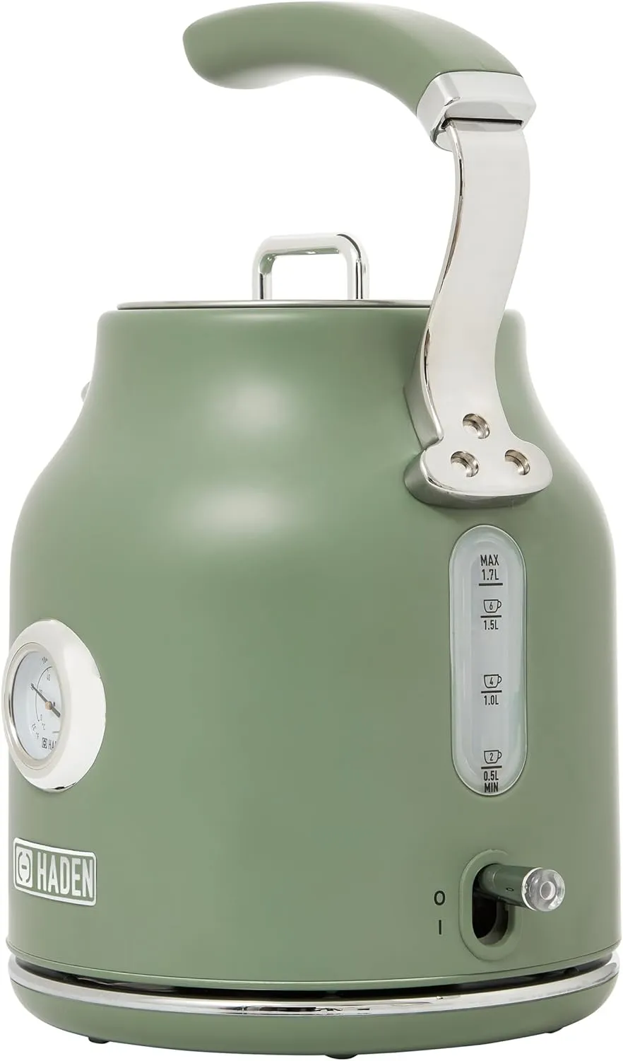 Haden Dorset 1.7 Liter Stainless Steel Electric Kettle, Hot Water Kettle with 360-Degree Base and Auto Shutoff, Cedar Green & Chrome