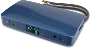 HALO Bolt Ultimate 2 Portable Car Battery Jump Starter | 130 PSI Air Compressor, 55.5Wh USB Power Bank with AC Outlet, Emergency Floodlight & Charger, Jumps Cars SUVs & Trucks, Inflates Tires — Navy