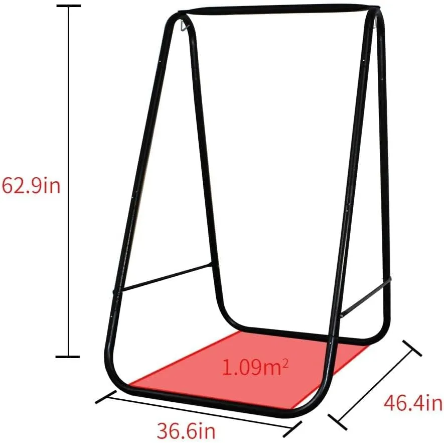 Hammock Chair Stand with Large Hanging Padded Indoor Swing,Easy to Assemble Sturdy Hammock Chair with Stand,MAX Capacity up to 500 LBS,Heavy-Duty Steel Hammock Stand for Indoor Outdoor(White)